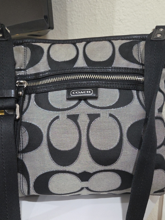 Coach Handbags - Coach Black and Gray Signature Shoulder Bag